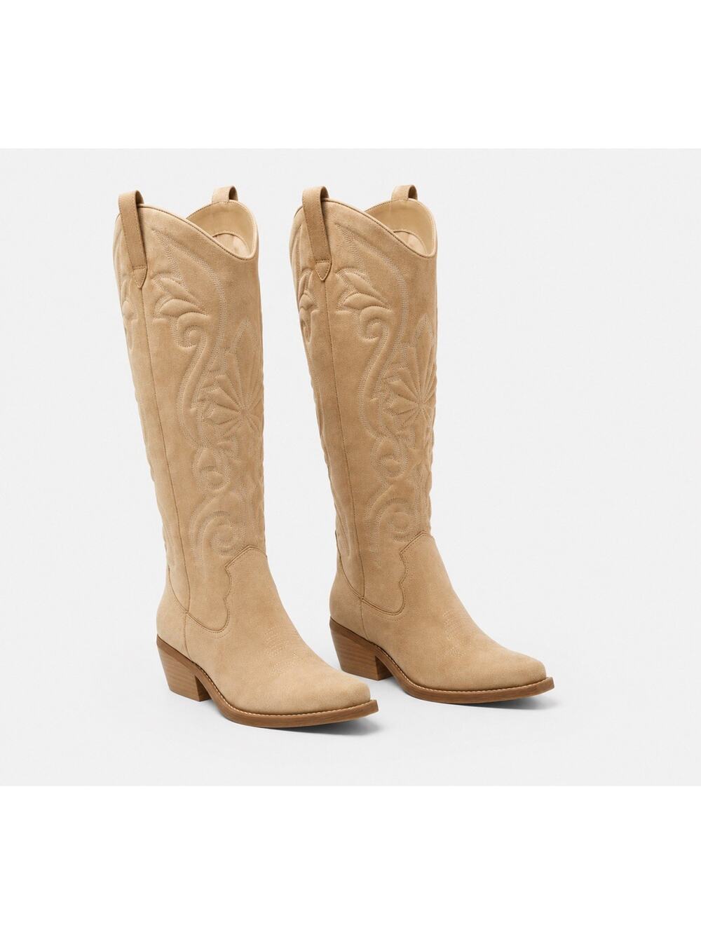 Women’s Kenzie Wide Calf Tall Western Boots with Memory Foam Insole – Size 9